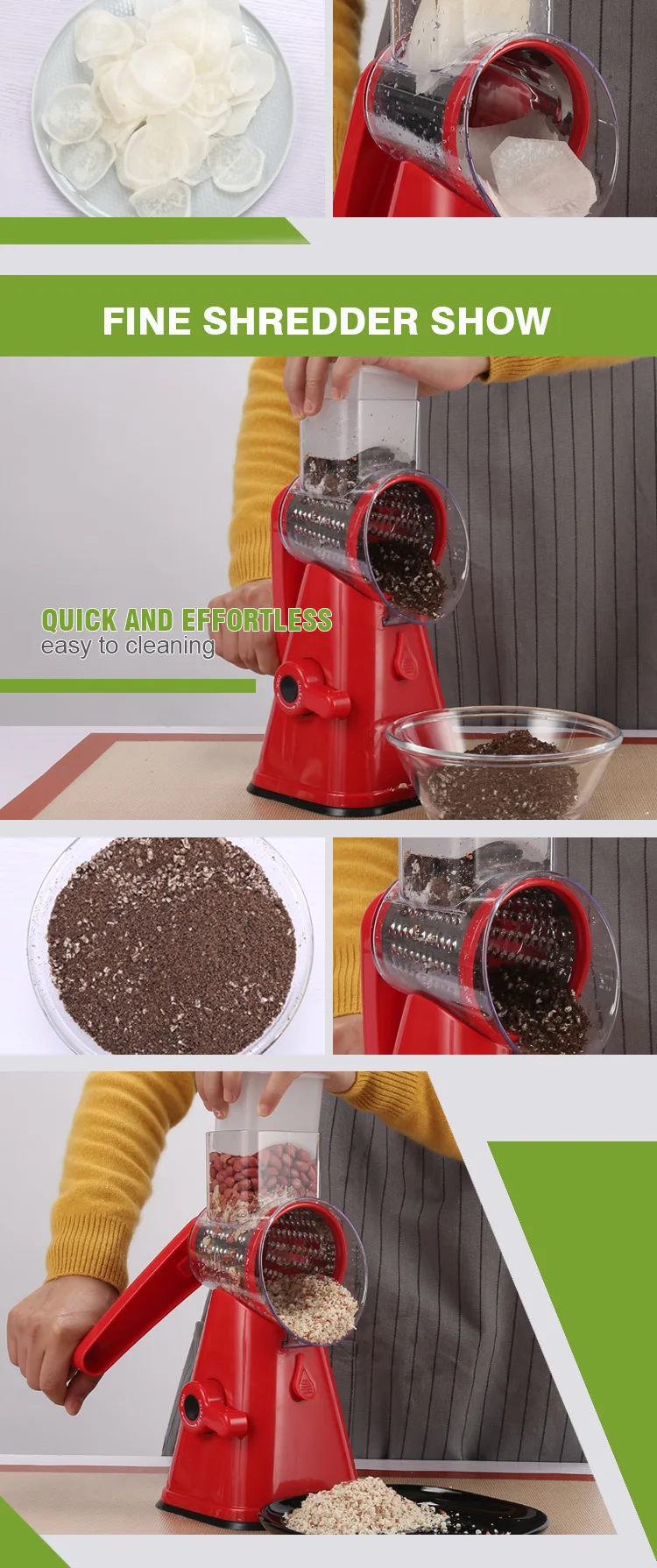 Multifunctional Hand Made 3 Blades Vegetable Food Chopper Slicer / Slicing