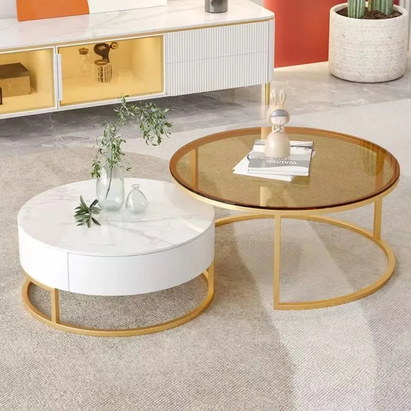 2025sofa c Shaped Folding Small Tea Nordic Round Stone Modern Coffee Tables  for Living Room Apartment Bed Side Table Wood Home