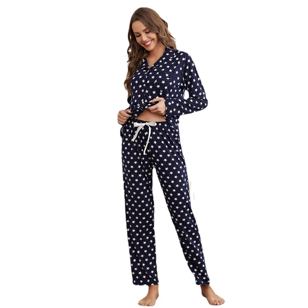 

Women pajamas Set New sleepwear pijamas Printed pyjamas women Long Sleeve Cute pijama Home clothes suit, As below