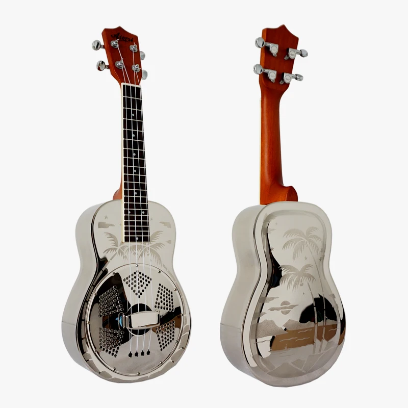 

Aiersi Brand Resonator Ukulele travel guitar concert ukelele, Gloss chrome