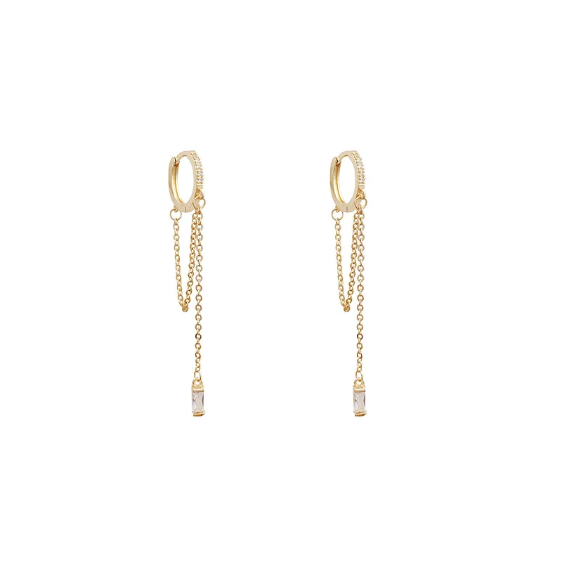 

Chain Tassels Huggie Earring for Women Men Fashion Hip Hop Zircon Tassel Ear Piercing Jewelry