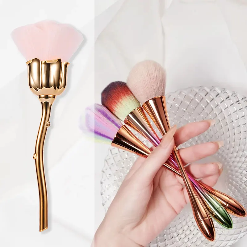 

New Soft Nail Dust Remover Brush Gradient Color Long Handle UV Gel Nail Cleaner Brushes Makeup Brush Manicure Tool, 9 color