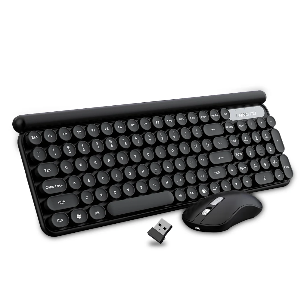 

Wireless Keyboard and Mouse Combo, 2.4G Slim Ergonomic Keyboard and Mouse with Round Keys for PC, Notebook, Black