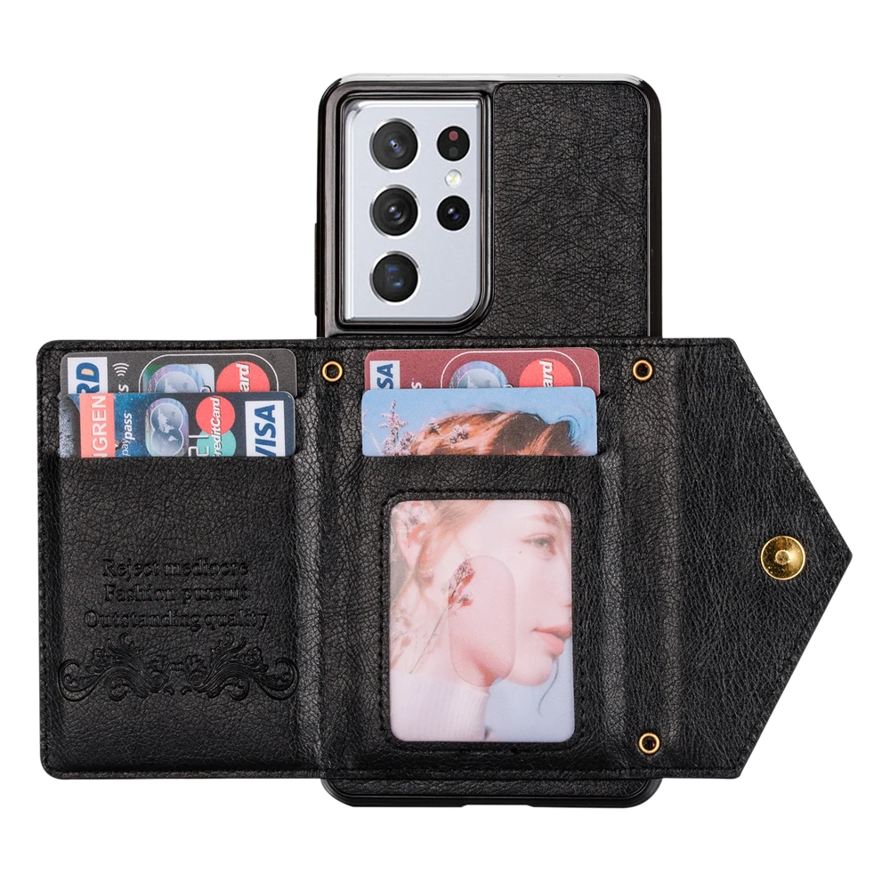 

Mobile Phone Case For Samsung Galaxy S20 Fe S21 Note 20 Lanyard Crossbody Card Holder Case Cover, Black
