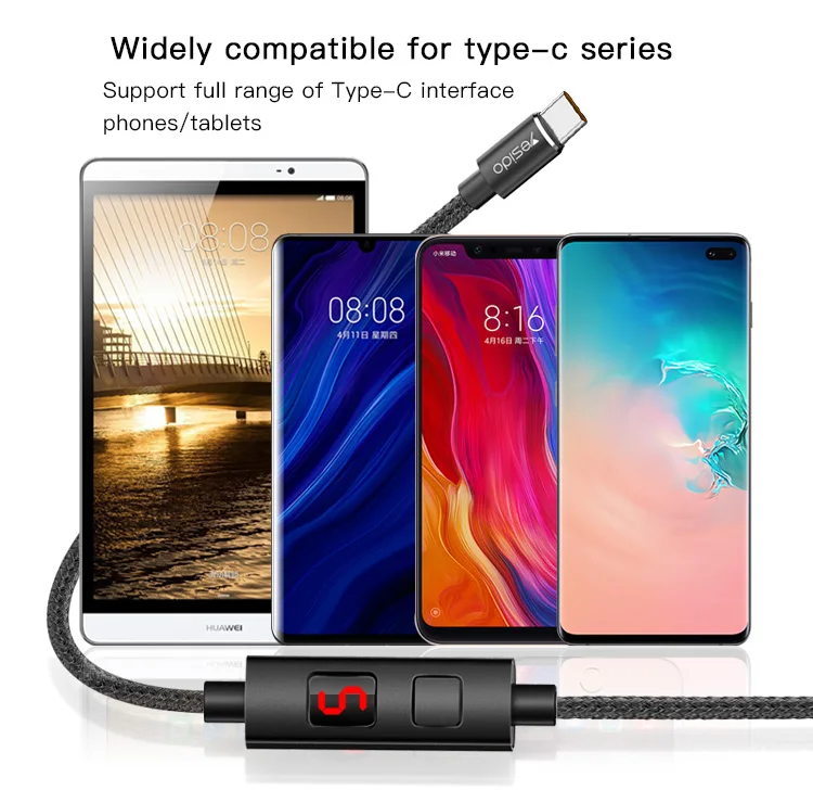 5A Charging Usb C Cable Intelligent Timing Power Off Cell Phone Type C Charger Data Cable