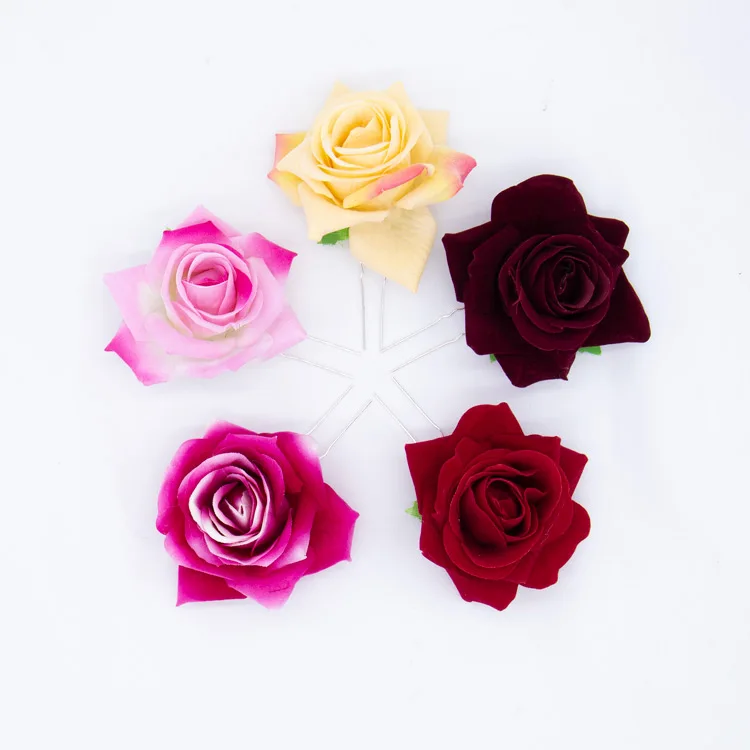 Wholesale Popular Hawaiian Wedding Rose Flower Brooch Pins Hair