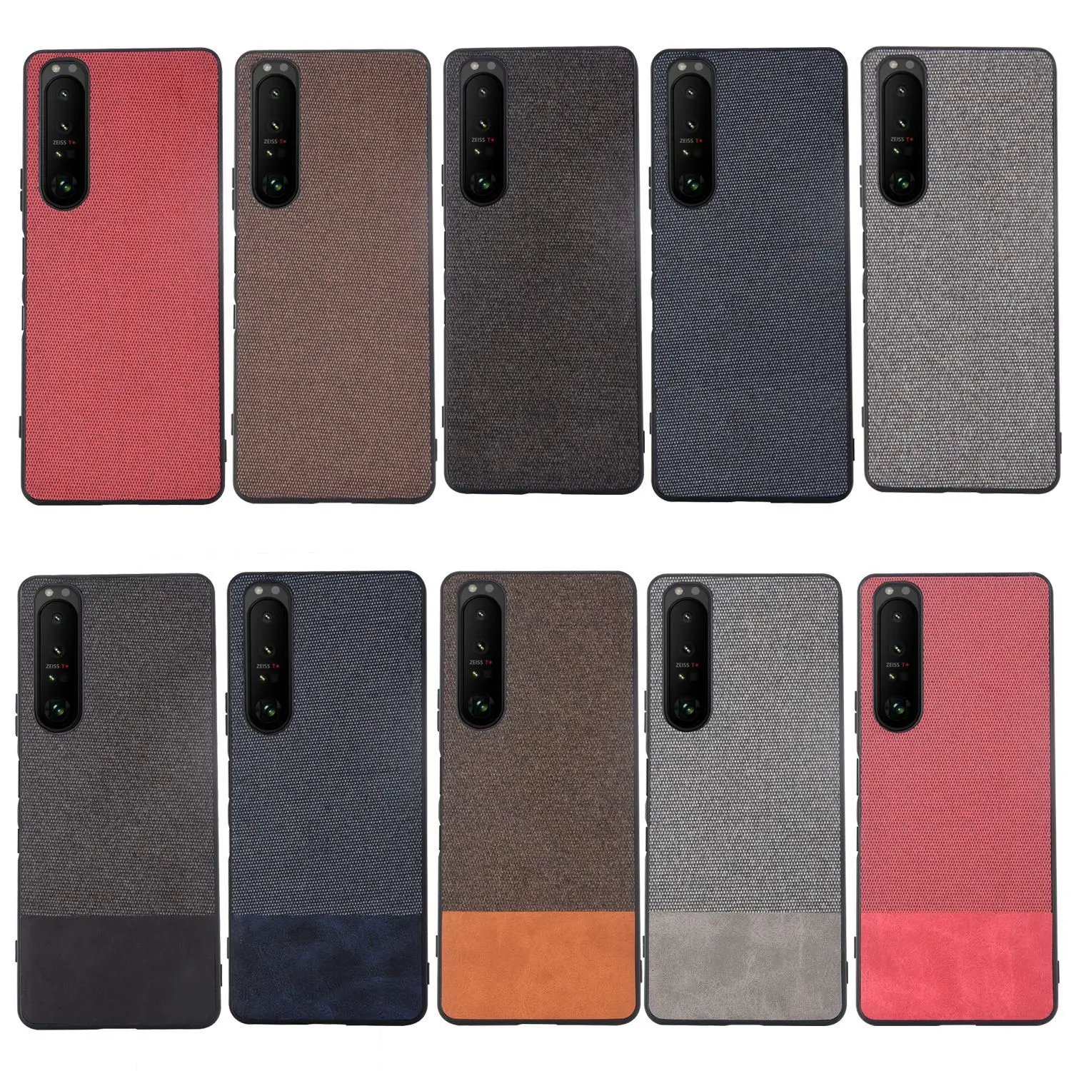 

Simple Easy Color Stitching Design TPU+Leather Shockproof Cloth Phone Case For Sony Xperia 10 III Xperia 1, 10 colors