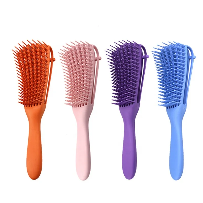 

Girls Hair Detangling Brush Plastic Magic Vented Eight Rows Comb Spare Ribs Hair Detangle Brush for Curly Natural Hair, Black, pink, green/blue/purle/yellow
