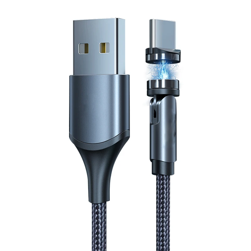

2020 New 3 In1 Magnetic Fast Charging Cable 540 Degree Free Rotation Micro Usb Cable 3A Fast Charging Data Transfer USB Magnetic, 2 colors