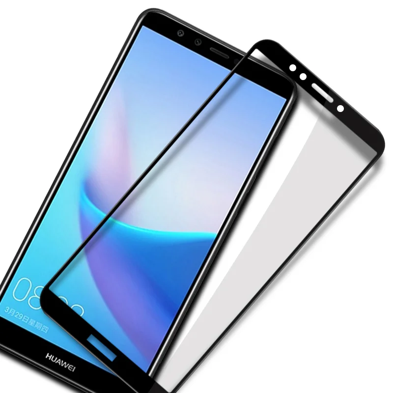 

wholesale 9H tempered glass screen protector For huawei y9 2018 Complete coverage Black border Prevent scratches Protective film