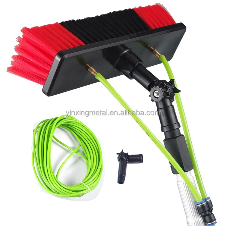 

12m Handheld Water Long Reach Clean Brush System Telescopic Water Fed Pole Solar Panel Cleaning Brush, Silver pole