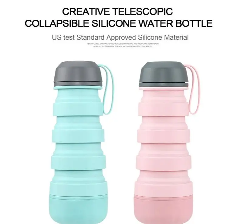 

Hot Sale Silicone Foldable Collapsible Sports Water Bottle for Wholesale, Pink,green