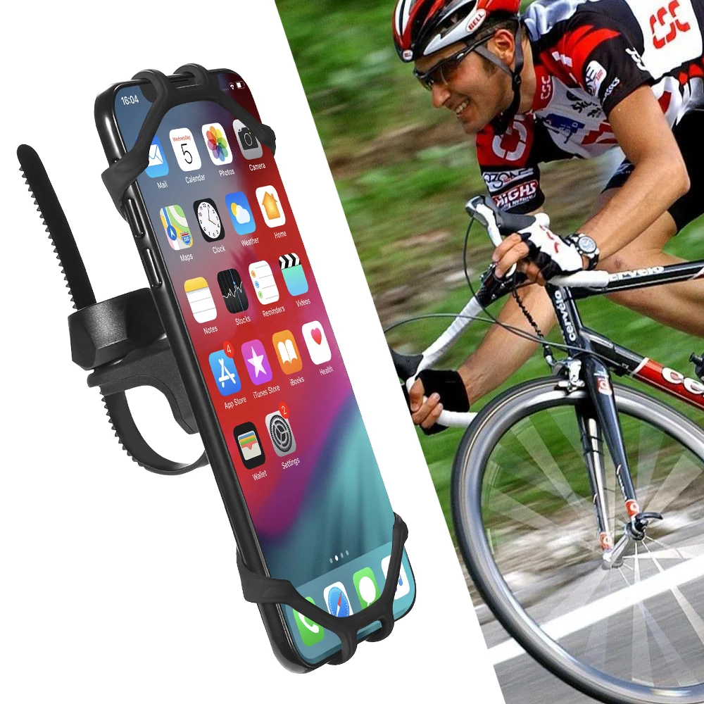 

Free Shipping 1 Sample OK 360 Rotation Silicone Cell Phone Holder For Bikes Floveme Bicycle Handlebar Bracket Motorcycle Holder