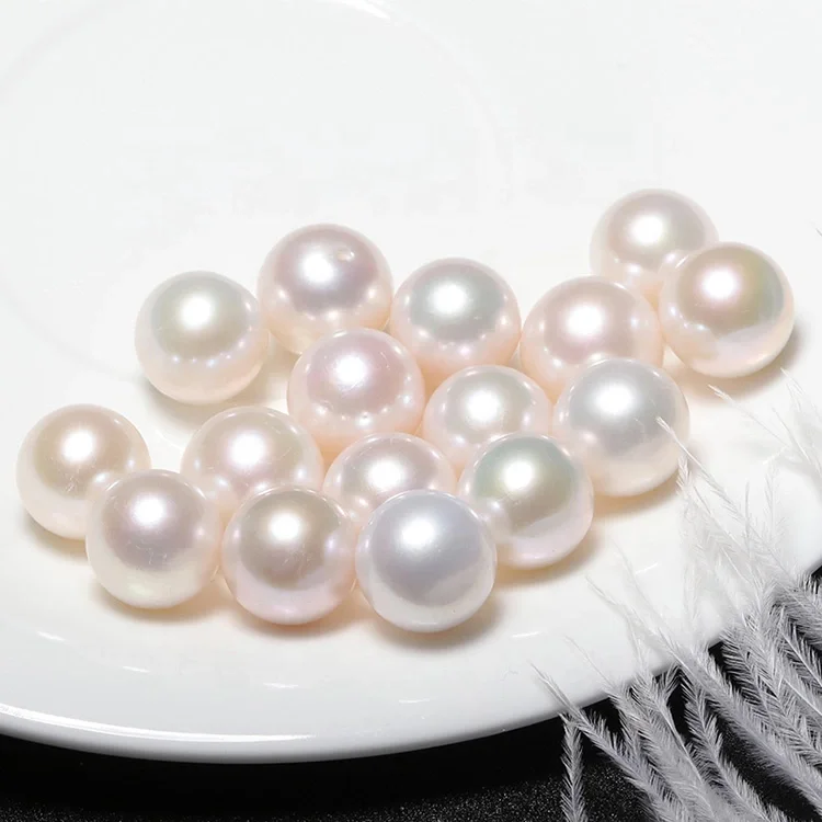 

zhuji 3A natural round shape white freshwater pearl 8mm-11.5mm loose 2pcs/lot half hole pearl factory prices pearl