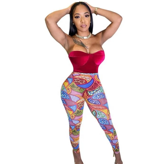 

Women Apparel Clothing Colorful Print Bodycon Butt Lift Women's Pants & Trousers