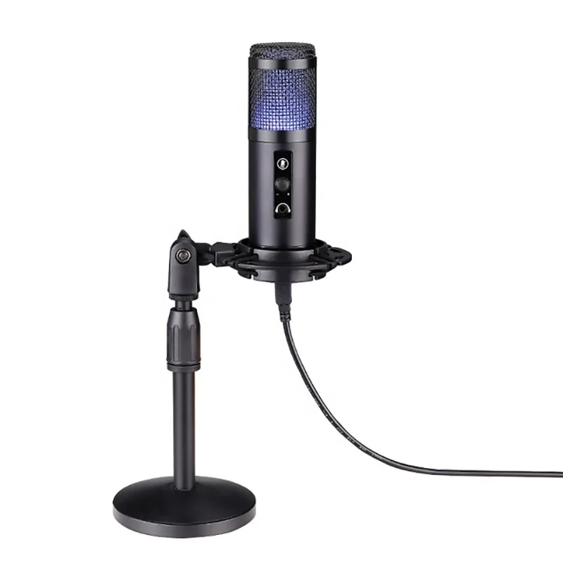 

Tumeisi K04 Professional USB Recording Microphone RGB Studio Condenser Microphone With Stand Filter Mic Set for Live Streaming, Black