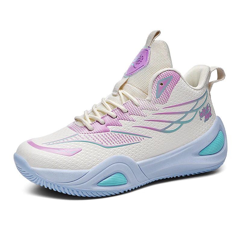 Unisex Lightweight Breathable Basketball Shoes Anti-wear Sole Soft Shock Absorbing Cushion Sport Shoes