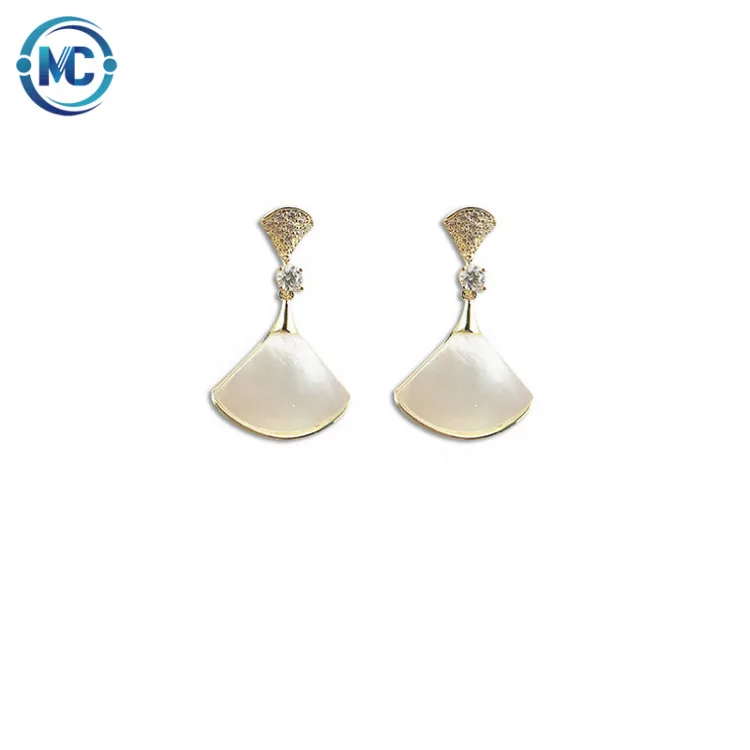 

Bincho New Products Korean Style Fan Jewelry S925 Sterling Silver Needle Gold Platinum Shell Fashion Earrings Women Trend 2020