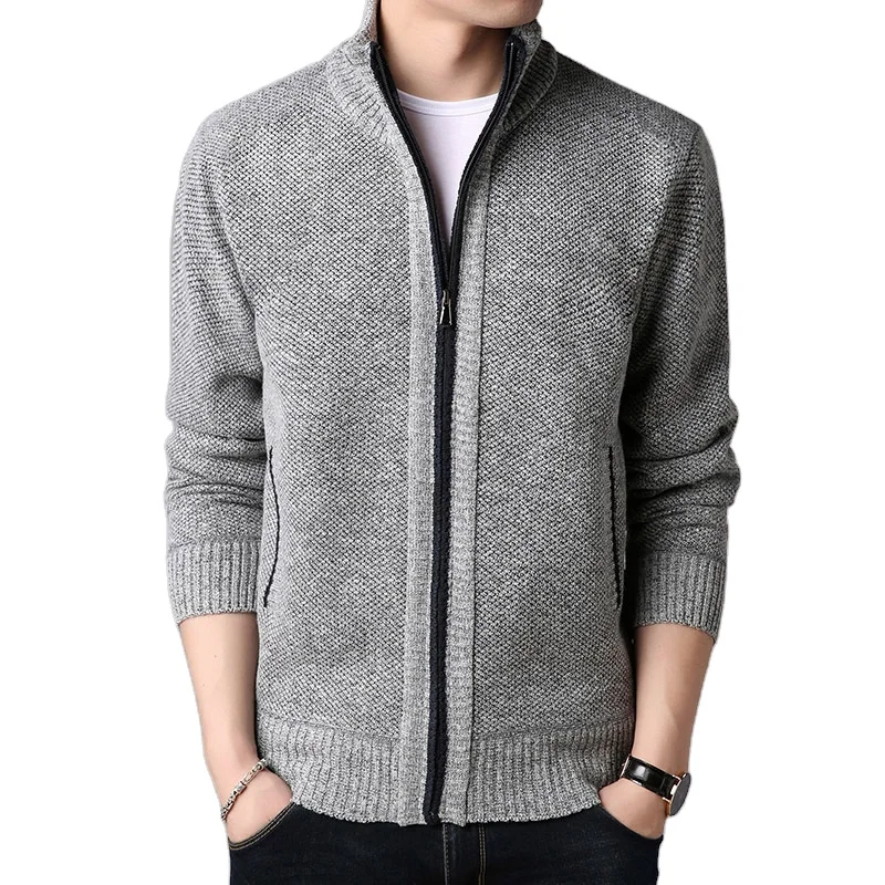

Oversize Winter Autumn Stand Neck Polyester Knitting Long Sleeves Cardigan Sweater For Men, Picture showed