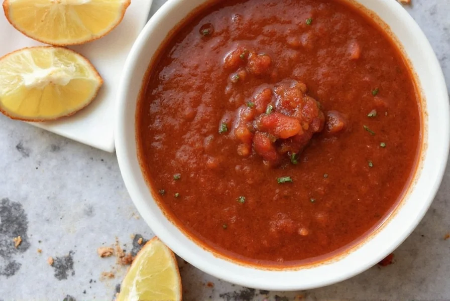 Blending fresh salsa arbol mixture