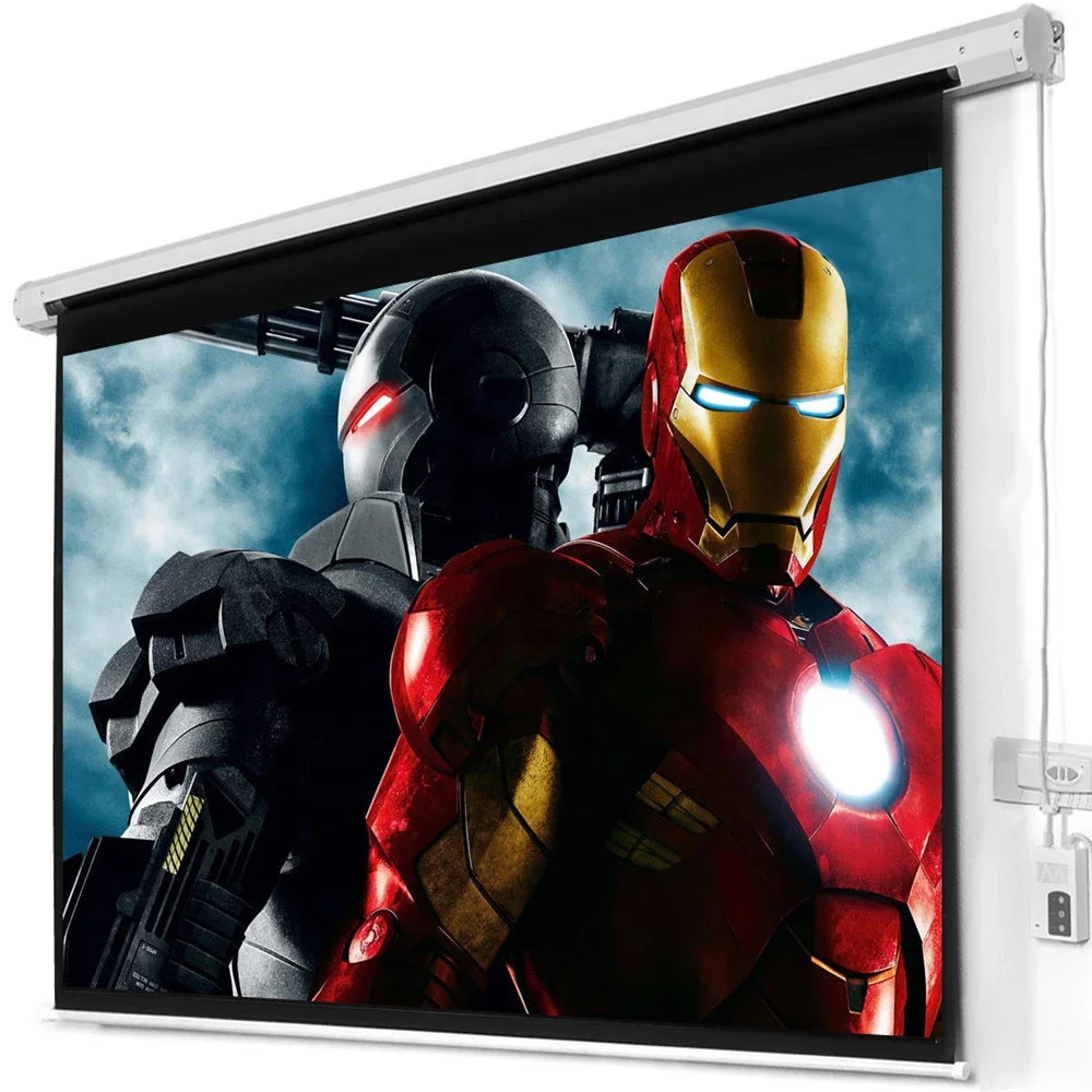 

120 " Electric Projector Screen 16:9 Projection Motorized Projector Screen, White, milk white