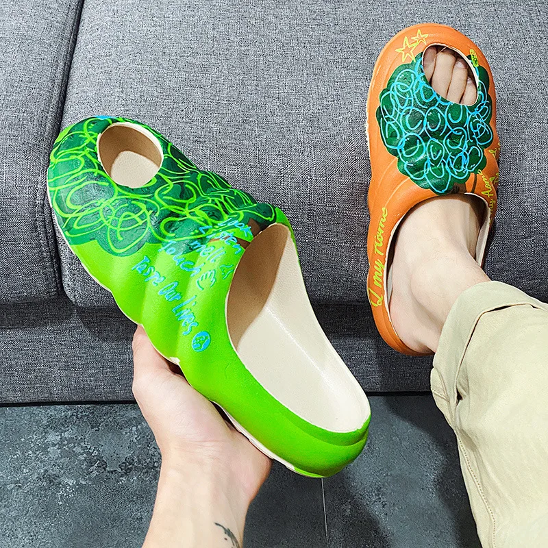 

Cheap Men's Coconut Hole Sandals Summer Breathable Hollow Casual Sports Outdoor Sleeve Rubber Shoes Toe Toe Upstream Shoes