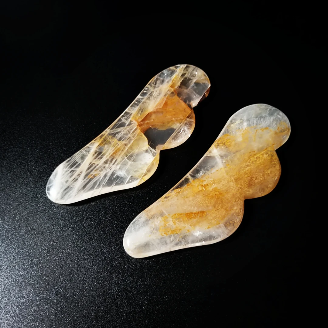 

2021 custom natural wing citrine facial tool professional anti-aging scraping massage tool citrine guasha