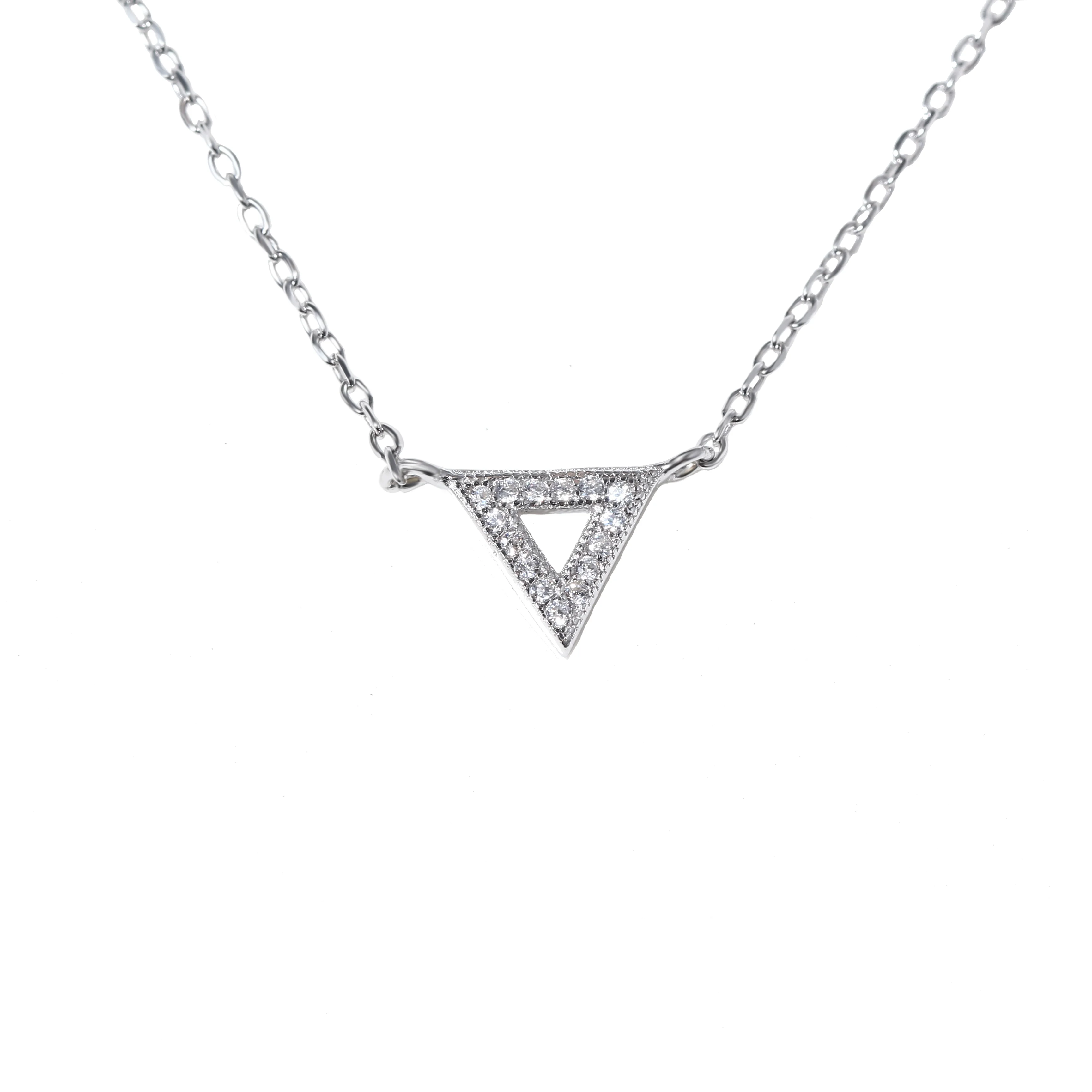 

Triangle Geometric 925 Sterling Silver CZ Cubic Zirconia Pendant Necklace Jewelry For Women