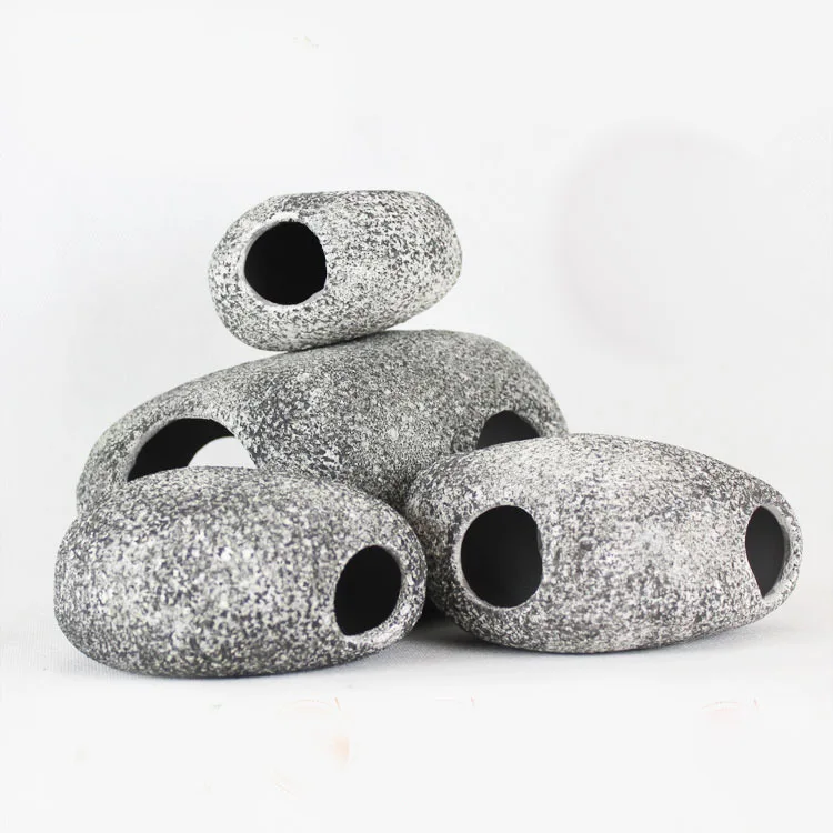 

Wholesale Three Hole Stone Cave View Aquarium Fish Tank Landscaping Decoration Ornament Shaped Clay Pot Crafts
