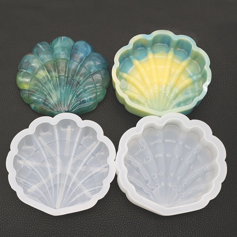 

3D Crystal Seashell Epoxy Resin Molds Shell Storage Box Silicone Mould Home Decoration, White