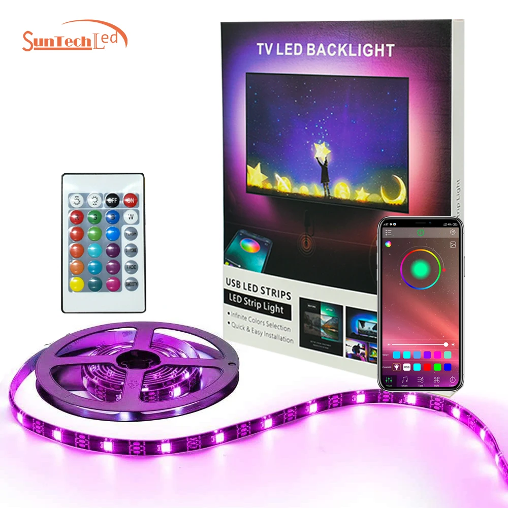 Factory Price 5M SMD RGB 5050 30LED/M smart led backlighting light strip Waterproof with remote