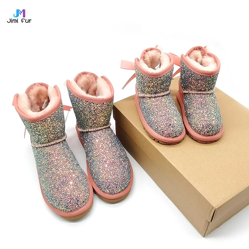 

Factory direct sale glittery women kids adults parent child boots warm snow high quality boots ankle boots women shoes, Pink,black, blue,brown,grey,coffee