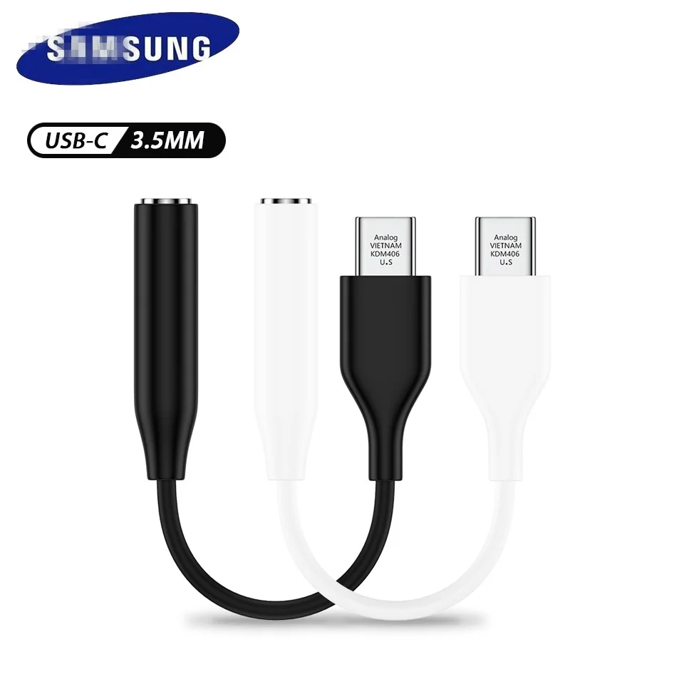 

USB-c headset Jack Adapter Type c to 3.5 mm Audio Jack Earphone connector cable for Samsung S20 S21 NOTE20, Withe black