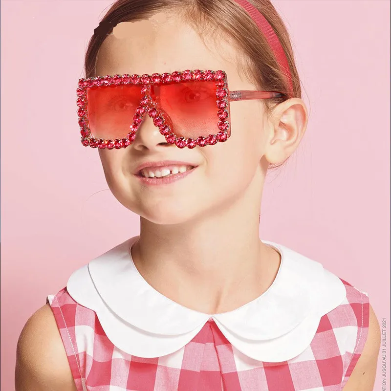 

Boys Grils Sunglasses Diamond Eyewear for Kids Children Luxury Square Diamond Setting Sunglasses, Colors