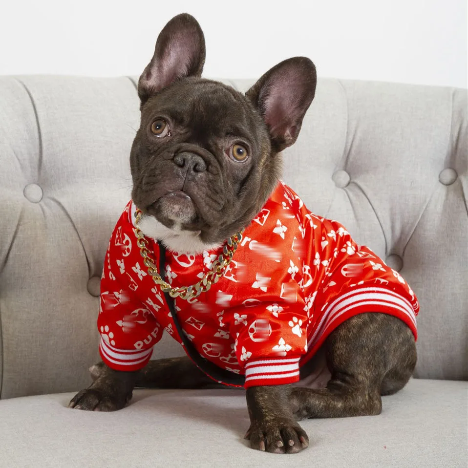 

Luxury brand printed logo autumn winter warm cotton padded dog coat pet jacket clothes