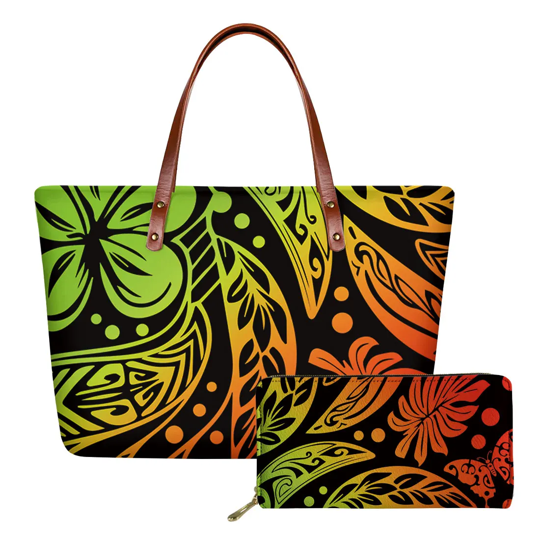 

Polynesian Style Printing Customized Women Handbag Casual Tote Large Shoulder Bag For Female Designer Leather Purse Party Bags