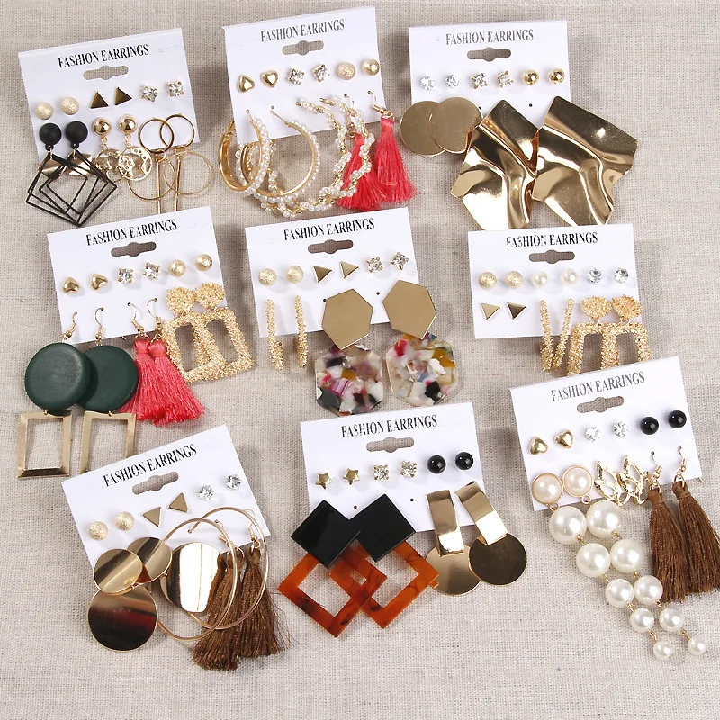 

Fashion gold colorful fancy earring design set for women wholesale N2010232, Colors