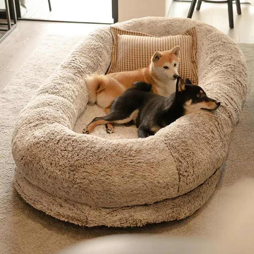 

Luxury Large Dog Bed Sleep Deeper Human Dog Bed Soft Sponge Plush Designer Dog Products Detachable and Washable OEM Dropshipping