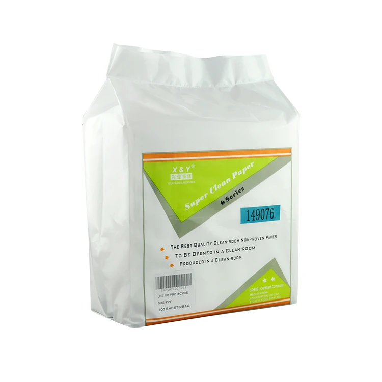 

9 Inch Link Free Wipes Cleanroom Non Woven Clean Room Wipes 55% Cellulose / 45% Polyester Absorbent Cloth for Laboratory, White