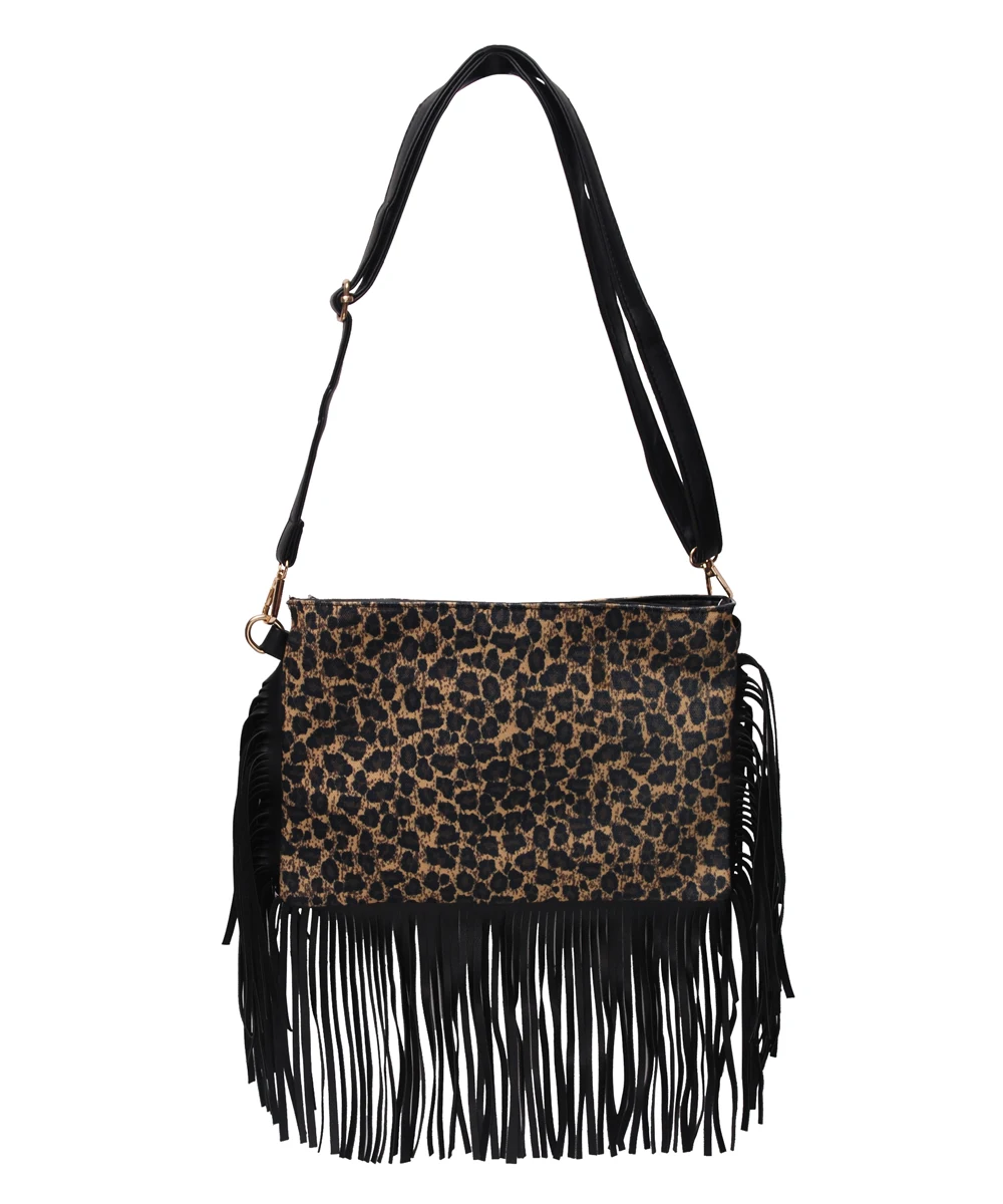 

Hot Selling Leopard Fringe Tassel Cross-body Bag DOM113-1208