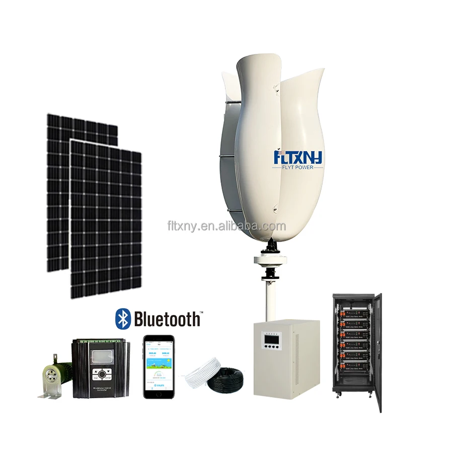 

10kw 5kw 1kw 48v flower tulip vertical axis wind turbine and solar hybrid generator system