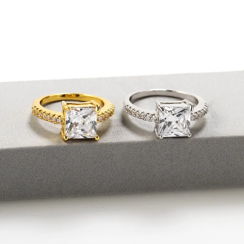 

18k gold custom engagement ring eternity iced out diamond ring band for women wedding design