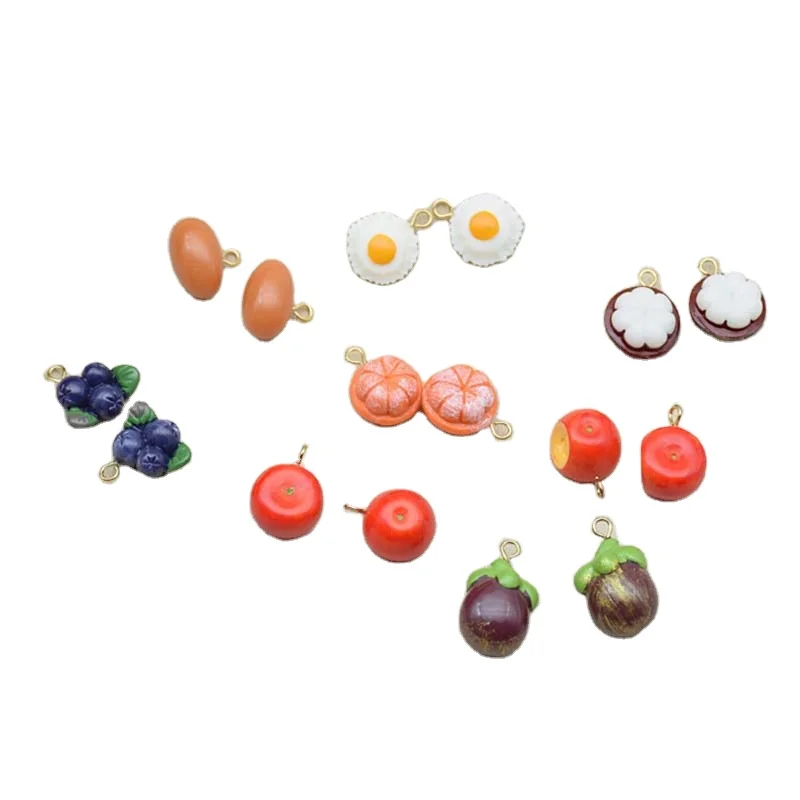 Blueberry Earring Jewelry Necklace Accessories Pendants Orange Cheap Fruit Resin Cute Gold Plated Blank Party Unisex Charm Fruit