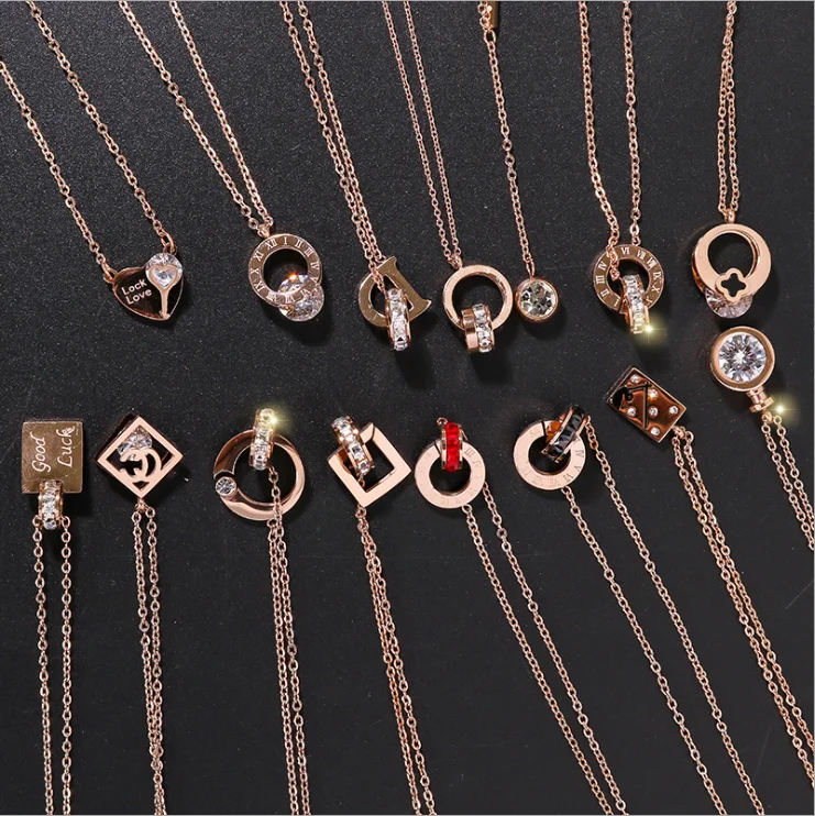 

2019 Fashion charm stainless steel Necklace Women Fashion Jewelry Pendant Necklace, Gold/silver/rose gold