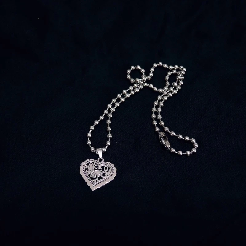 

Punk Heart Aesthetic Necklace Stainless Steel Bead Chain For girl