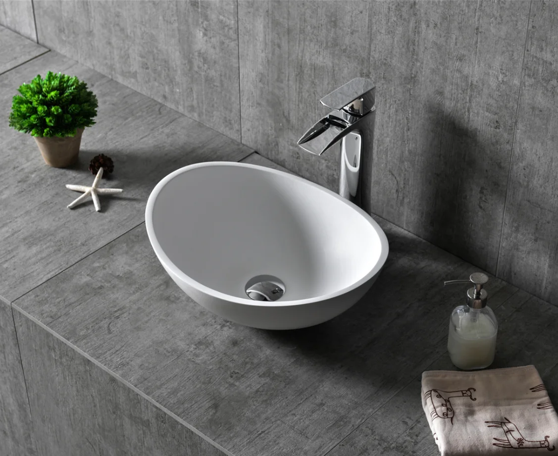 Modern design solid surface washing basin irregular for countertop