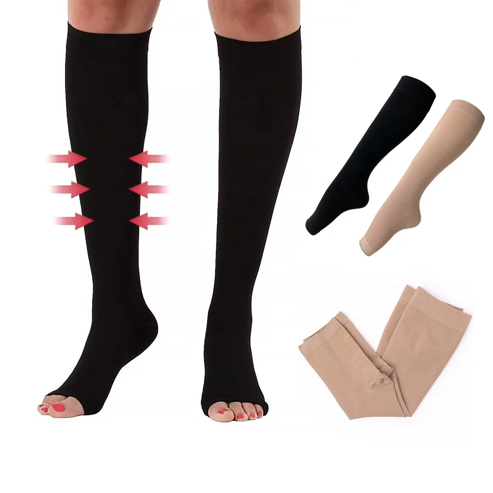 

Xiangzi Medical Compression Socks 23-32mmHg Pressure Level 2 Varicose Veins Sock Medical Calf Open-toe Socks