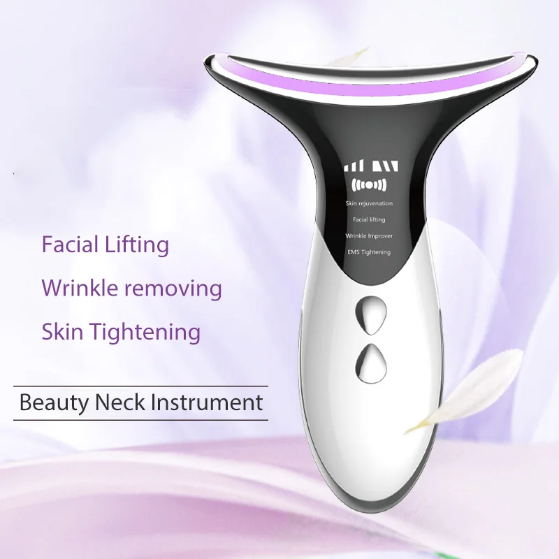 

2021 Microcurrent for Face Neck Lifting EMS Facial Massage LED Lights Therapy Wrinkle Remover Beauty Neck Massager