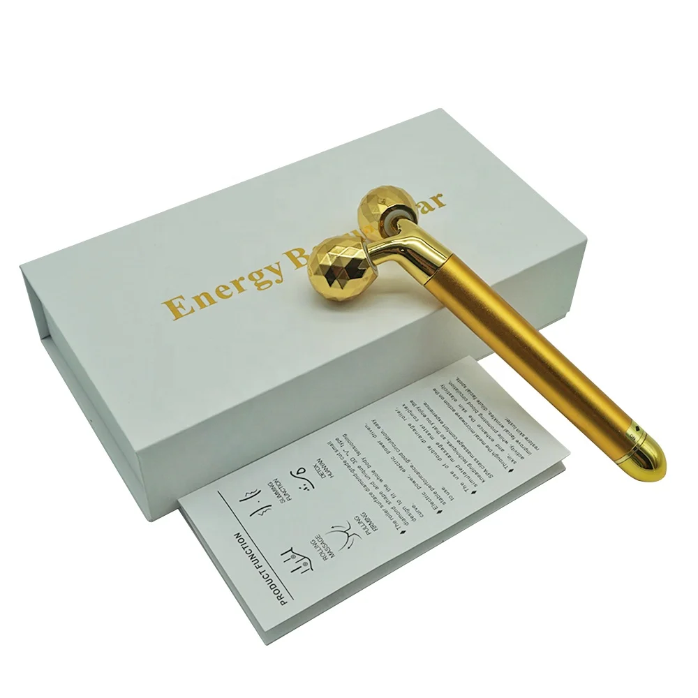 

Electric portable 3d roller face massager face roller for face lifting and firming, Gold