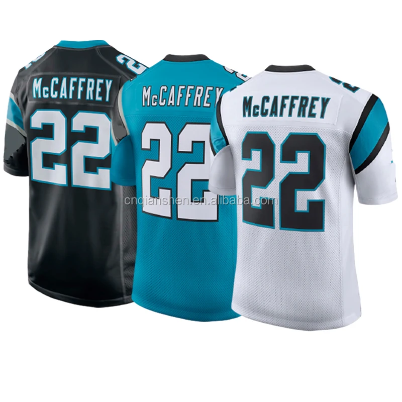 

Christian McCaffrey 22 American Football Club Uniform Jersey High Quality 3D Embroidery Mens Sports Shirt Wear 1 Piece Dropship